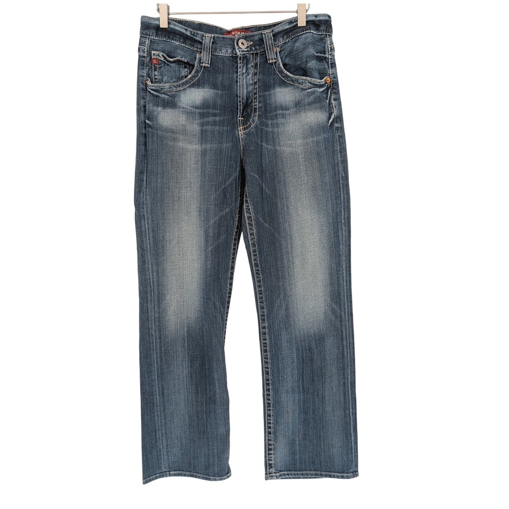 Big Star Eastman Easy Straight Jeans Mens 32R Blue Medium Wash Made in USA Y2K